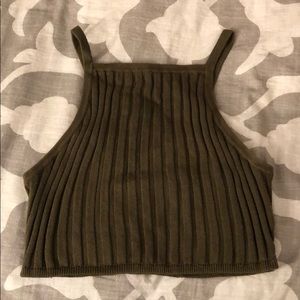 Urban Outfitters Olive Green Knit Crop Top